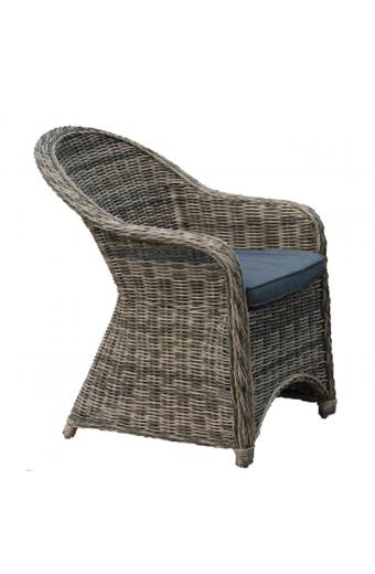 MONTANA Πολυθρόνα Τραπεζαρίας Κήπου ALU, Wicker Φ5mm Grey Brown,Μαξιλάρι Ανθρακί - 60x72x85cm