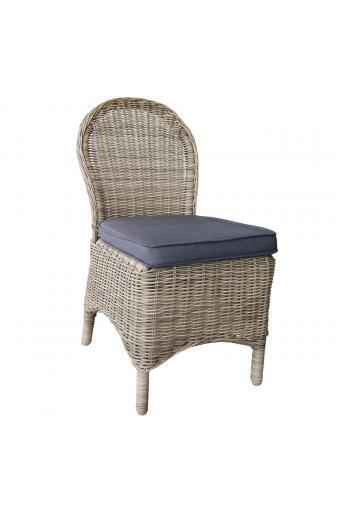 MONTANA Καρέκλα Τραπεζαρίας Κήπου ALU, Φ5mm Round Wicker Grey Brown, Μαξιλάρι Ανθρακί - 48x65x91cm