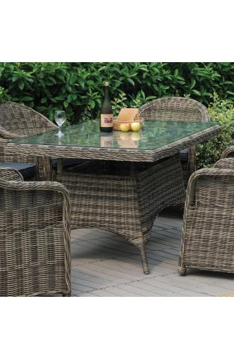 MONTANA Τραπέζι Dining Κήπου-Βεράντας ALU, Φ5mm Round Wicker Grey Brown - 160x90 H.75cm