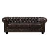CHESTERFIELD Birmingham Καναπές 3Θέσιος Σαλονιού Καθιστικού,Δέρμα Απόχρωση Καφέ - 201x92x74cm