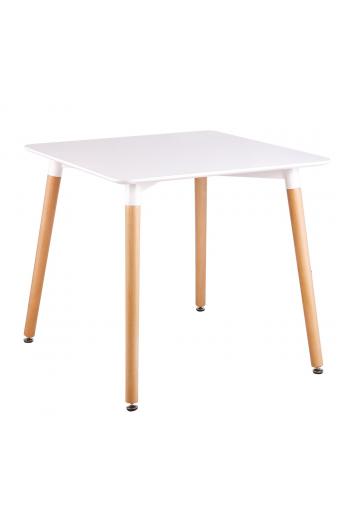 ART Τραπέζι Τραπεζαρίας Άσπρο MDF, Πόδια Οξιά Φυσικό - 80x80 H.73cm