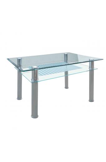 VERON Τραπέζι Τραπεζαρίας Κουζίνας Inox - Γυαλί - 90x60x75cm
