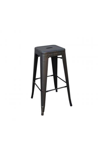 RELIX Σκαμπό Bar-Pro, Στοιβαζόμενο, Μέταλλο Βαφή Antique Black - 43x43 H.76cm