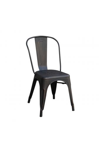 RELIX Καρέκλα-Pro, Στοιβαζόμενη, Μέταλλο Βαφή Antique Black - 45x51x85cm