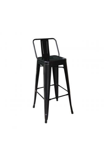 RELIX Σκαμπό Bar-Pro με Πλάτη, Μέταλλο Βαφή Μαύρο - 43x43x76/100cm