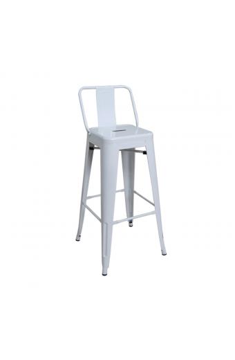 RELIX Σκαμπό Bar-Pro με Πλάτη, Μέταλλο Βαφή  Άσπρο - 43x43x76/100cm