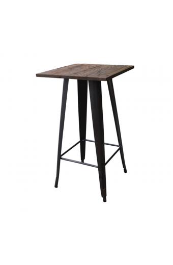 RELIX Wood Τραπέζι Bar-Pro, Μέταλλο Βαφή Antique Black, Απόχρωση Ξύλου Dark Oak - 60x60x102cm