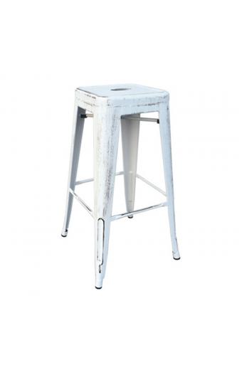 RELIX Σκαμπό Bar-Pro, Στοιβαζόμενο, Μέταλλο Βαφή Antique White - 43x43 H.76cm
