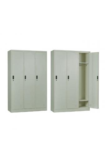 LOCKER 3 Θέσεων Ερμάριο - Ανά θέση: 3 Ράφια, Θέσεις για Κρεμάστρες, Μέταλλο Βαφή Άσπρο - 115x45x185cm