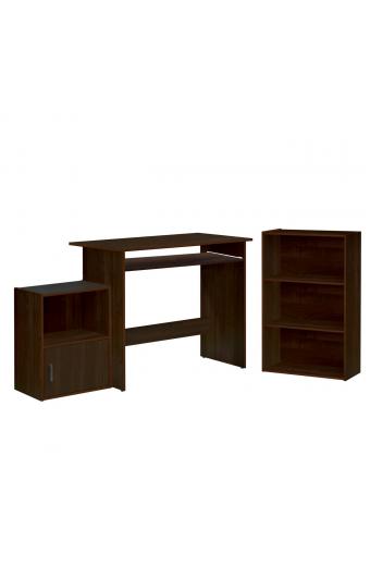 DECON Set Γραφείο Καρυδί: Γραφείο 90x50x75cm Βιβλιοθήκη 50x23x80cm Ντουλάπι 41x29x54cm - 90x50x75-50x23x80-41x29x54cm
