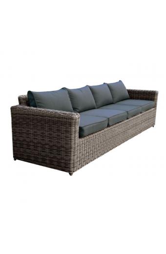ARIZONA 4Θέσιος Καναπές Κήπου ALU, 4mm Half-Round Wicker Grey Brown, Μαξιλάρια Ανθρακί - 252x77x73cm