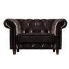 CHESTERFIELD-Air Πολυθρόνα Σαλονιού - Καθιστικού, Ύφασμα Leather Air, Χρώμα Σκούρο Καφέ - 117x89x75cm
