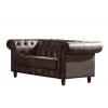 CHESTERFIELD Καναπές 2Θέσιος Σαλονιού - Καθιστικού, Ύφασμα Leather Air, Χρώμα Σκούρο Καφέ