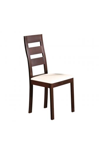 MILLER Καρέκλα Οξιά Σκούρο Καρυδί, PVC Εκρού - 45x52x97cm