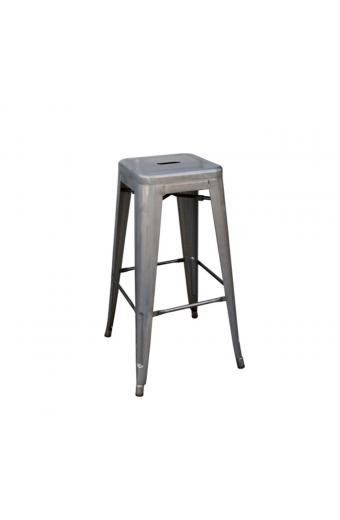 RELIX Σκαμπό Bar-Pro H.67cm, Στοιβαζόμενο, Μέταλλο Βαφή Metal με Διακοσμητική Σκουριά - 43x43 H.67cm