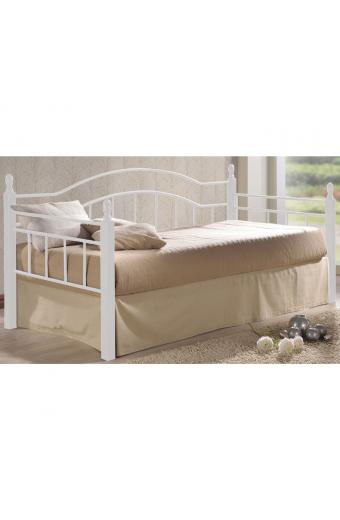 VINCENT Daybed Κρεβάτι Μονό Μέταλλο Βαφή Άσπρο, Ξύλο 'Ασπρο - 98x201x99cm για Στρώμα 90x190