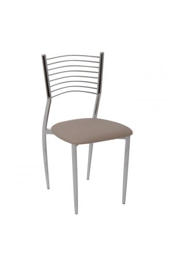 VIVIAN Καρέκλα Μέταλλο Χρώμιο, PVC Cappuccino - 40x44x83cm
