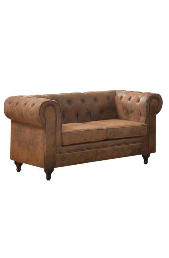CHESTERFIELD York Kαναπές 2Θέσιος Σαλονιού - Καθιστικού, Ύφασμα Απόχρωση Καφέ Camel - 150x82x77cm