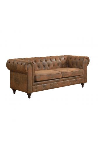 CHESTERFIELD York Kαναπές 3Θέσιος Σαλονιού - Καθιστικού, Ύφασμα Απόχρωση Καφέ Camel - 190x82x77cm
