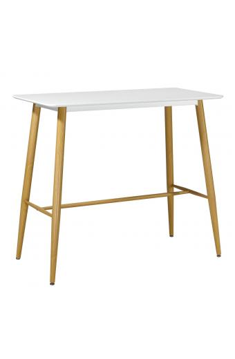 LAVIDA Τραπέζι BAR Μέταλλο Βαφή Φυσικό, Άσπρο MDF - 120x60x106cm