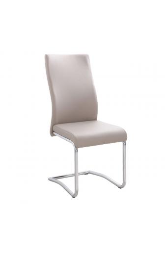 BENSON Καρέκλα Μέταλλο Χρώμιο, PVC Cappuccino - 43x58x98cm