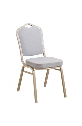 HILTON Καρέκλα Μέταλλο Βαφή Light Gold, Ύφασμα Γκρι - 44x55x93cm