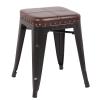 RELIX Σκαμπό-Pro, Στοιβαζόμενο, Μέταλλο Βαφή Antique Black, Pu Σκούρο Καφέ - 39x39x45cm