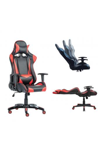 BF8050 Gaming Πολυθρόνα Γραφείου, Ανάκλιση Πλάτης έως 90°, Pu Μαύρο - Κόκκινο - 70x67/134x125/135cm