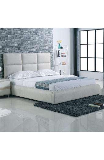 MAXIM Κρεβάτι Διπλό, για Στρώμα 160x200cm, Ύφασμα Απόχρωση Ανοιχτό Γκρι - 183x220x121cm