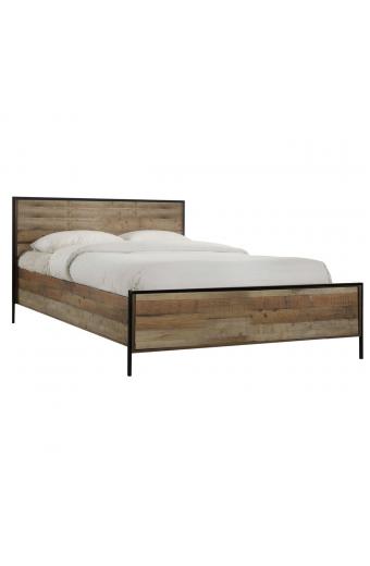 PALLET Κρεβάτι Διπλό, για Στρώμα 160x200cm, Μέταλλο Βαφή Μαύρο, Antique Oak - 167x204x100cm
