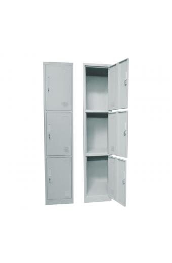 LOCKER 3 Θέσεων Μέταλλο Βαφή Γκρι - 38x45x185cm