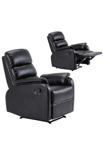 COMFORT Πολυθρόνα Relax Σαλονιού - Καθιστικού, PU Μαύρο - 79x97x101cm