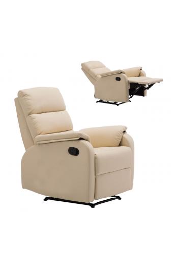 COMFORT Πολυθρόνα Relax Σαλονιού - Καθιστικού, PU Μπεζ - 79x97x101cm