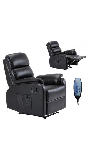 COMFORT Massage Πολυθρόνα Relax, Σαλονιού - Καθιστικού, PU Μαύρο - 74x90x98cm