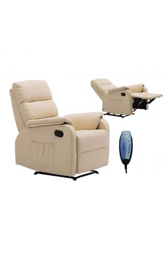COMFORT Massage Πολυθρόνα Relax, Σαλονιού - Καθιστικού, PU Μπεζ - 74x90x98cm