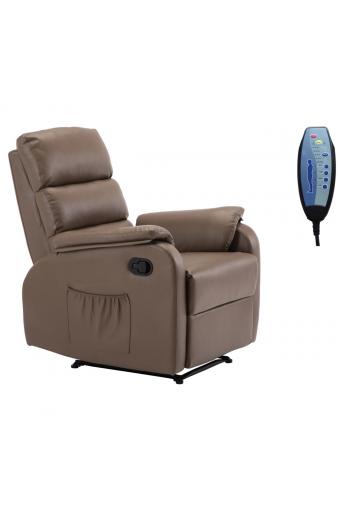COMFORT Massage Πολυθρόνα Relax, Σαλονιού - Καθιστικού, PU Cappuccino - 74x90x98cm