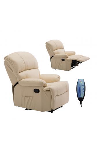 SPACE Πολυθρόνα Massage Σαλονιού - Καθιστικού, PU Μπεζ - 88x93x102cm