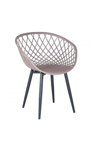 REX Πολυθρόνα Μέταλλο Βαφή Μαύρο, PP-UV Sand Beige - 62x56x80cm