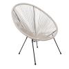 ACAPULCO Πολυθρόνα Μέταλλο Βαφή Μαύρο, Rattan Άσπρο - 73x76x89cm