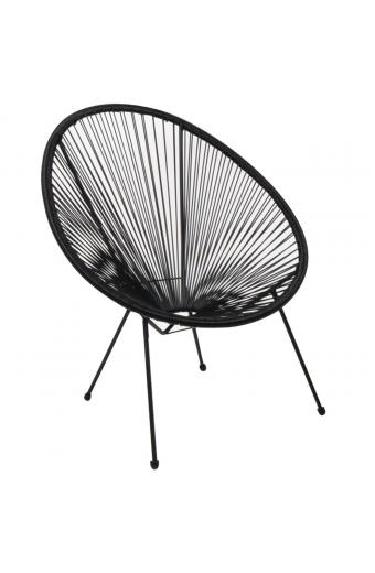 ACAPULCO Πολυθρόνα Μέταλλο Βαφή Μαύρο, Plastic Rattan Μαύρο - 73x76x89cm