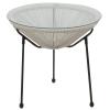 ACAPULCO Τραπεζάκι Μέταλλο Βαφή Μαύρο, Rattan Άσπρο - Φ50cm H.50cm