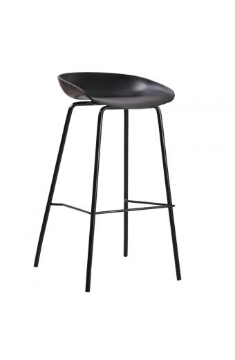 PENTOS Σκαμπό BAR, Μέταλλο Βαφή Μαύρο, PP Μαύρο - 49x46x76/83cm
