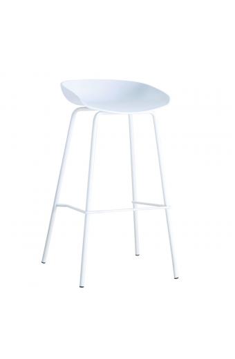PENTOS Σκαμπό BAR, Μέταλλο Βαφή Άσπρο, PP Άσπρο - 49x46x76/83cm