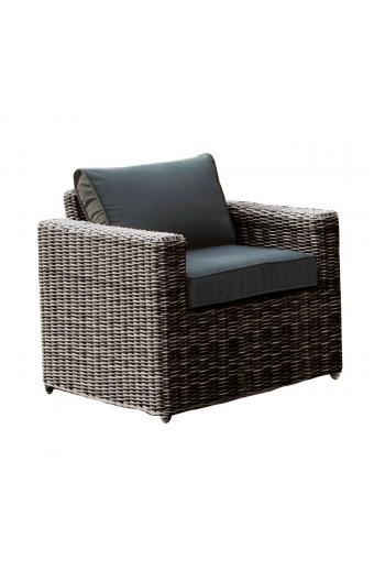 ARIZONA Πολυθρόνα Καθιστικού Κήπου ALU, Wicker Grey Brown, Μαξιλάρια Ανθρακί - 77x77x73cm