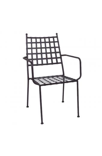 PATON Πολυθρόνα Κήπου Βεράντας, Μέταλλο Βαφή Sand Brown Mesh - Στοιβαζόμενη - 54x62x92cm