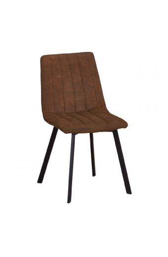 BETTY Καρέκλα Μέταλλο Βαφή Μαύρο, Ύφασμα Suede Καφέ - 45x60x87cm
