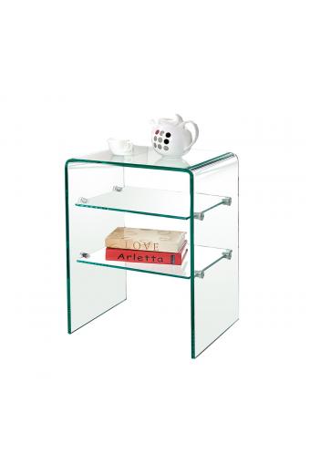 GLASSER Κομοδίνο Clear  2 Ράφια - Γυαλί 10mm / 6mm - 50x40x58cm