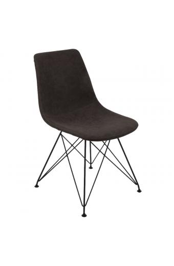 PANTON Καρέκλα Μέταλλο Βαφή Μαύρη, PU Vintage Black - 43x57x81cm