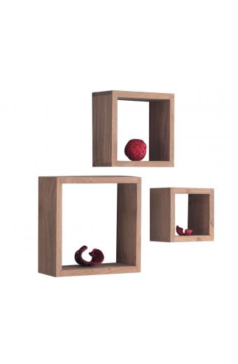 TRIO Set - 3 Ράφια Ξύλο Ακακία Φυσικό - 25x25x10/20x20x10/15x15x10cm