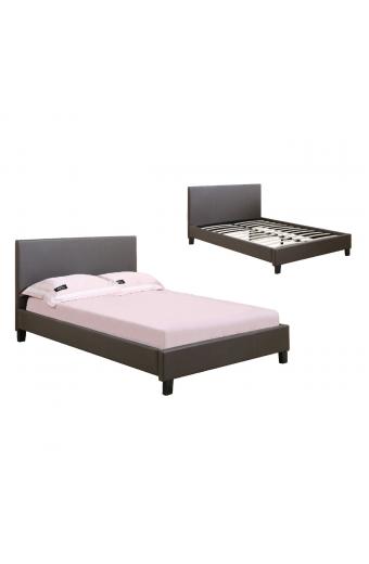 WILTON Κρεβάτι Μονό, για Στρώμα 90x190cm, Pu Σκούρο Καφέ - 97x203x89cm